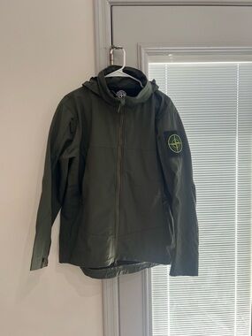 Stone Island Dark Olive Hooded Shell Jacket